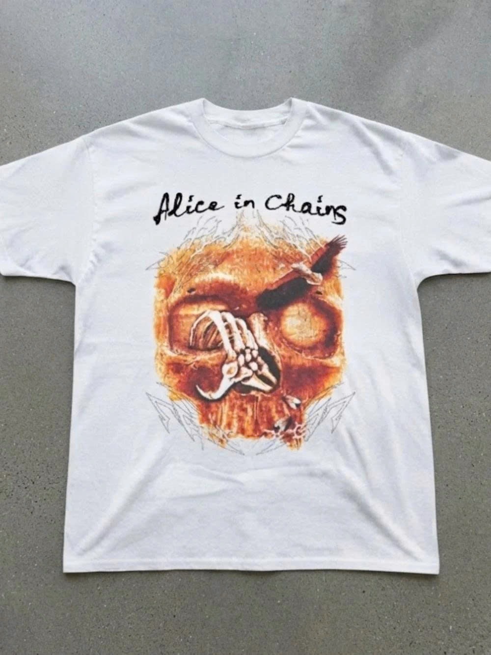 White Short-Sleeve Alice in Chains Skull Tee